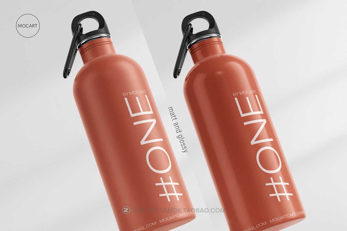 7款时尚不锈钢保温水杯外观设计PS智能贴图样机模板合集 Stainless Steel Water Bottle Mockup Set 1插图8