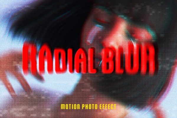 潮流迷幻旋转扭曲模糊故障照片处理PS特效样机模板素材 Radial Blur Photo Effect