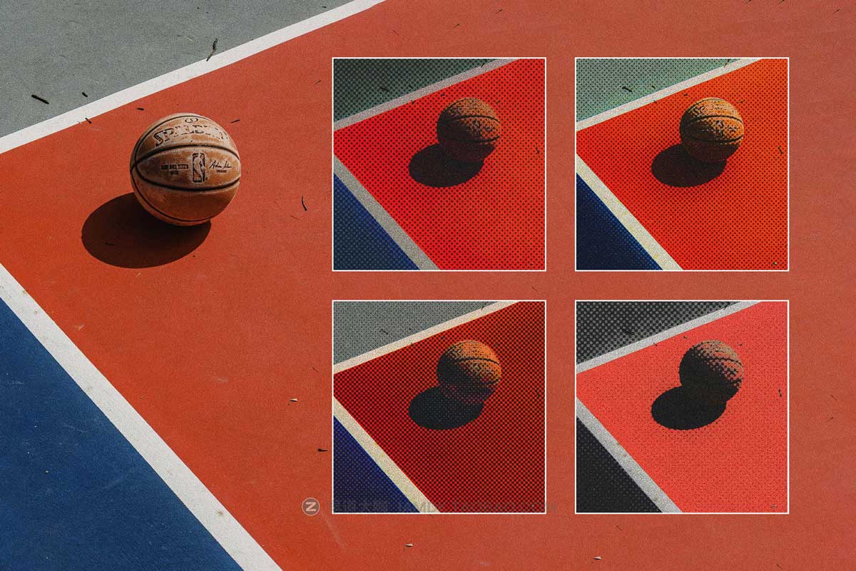 复古做旧老照片效果半调纸张纹理照片修图PS特效动作素材 Retro Magazine Halftone Actions插图2