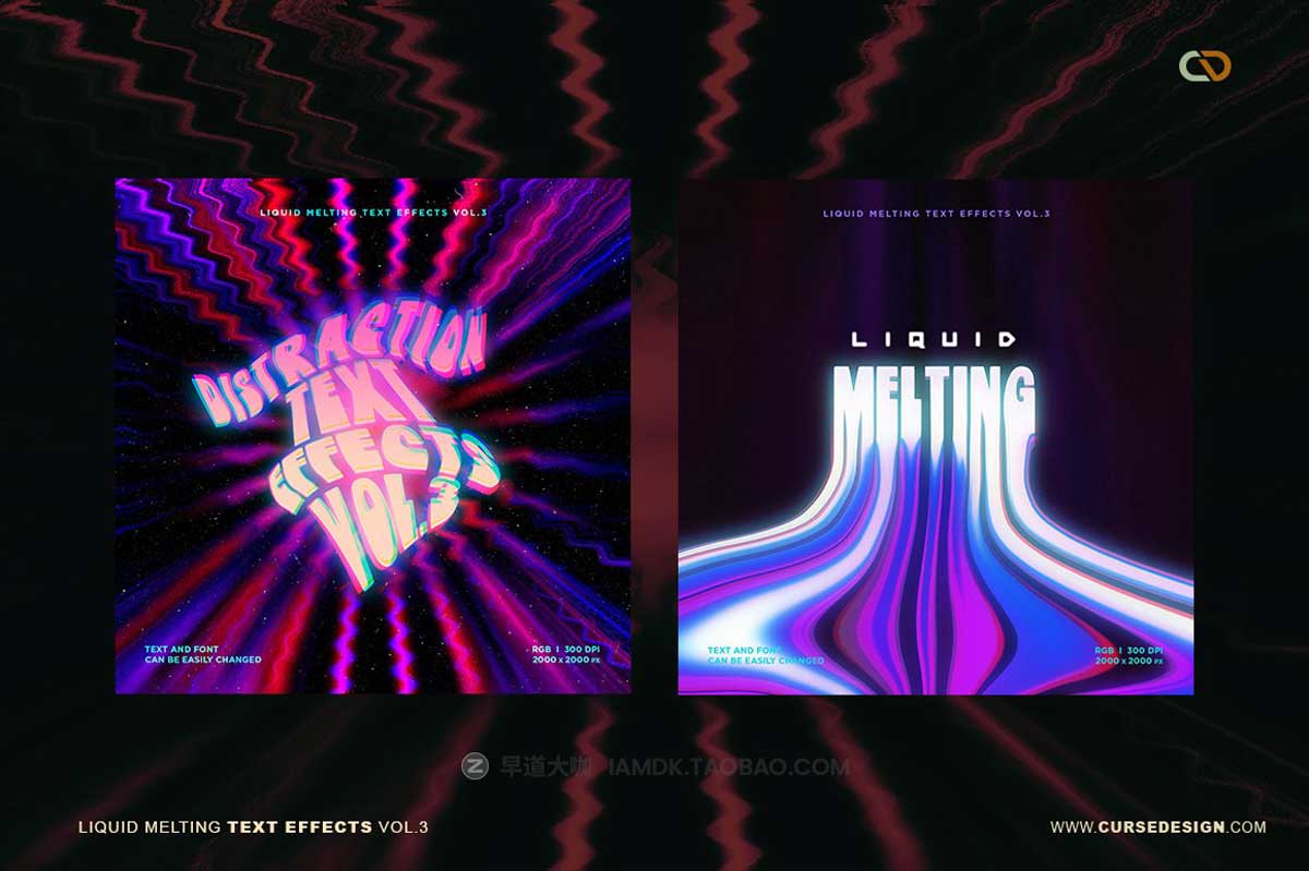 10款潮流液体融化流体扭曲音乐海报标题LOGO设计PS特效样机模板 Liquid Melting Text Effects Vol.3插图4