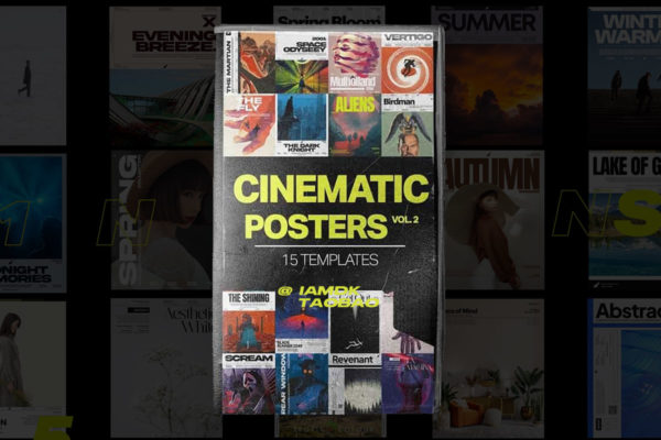 AE/PR/PS模板 15款现代时尚图文排版电影动态海报传单广告设计素材 Tropic Colour – Cinematic Social Media Poster Templates Vol 2