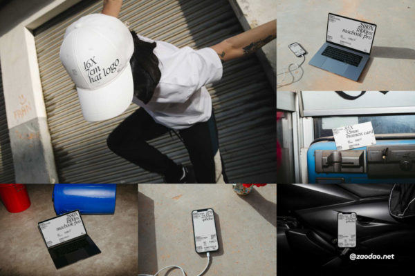 16款时尚品牌VI设计MacBook电脑iPhone手机书籍T恤手提袋展示贴图PSD样机模板 Bendito – Brand Mockup Collection 01