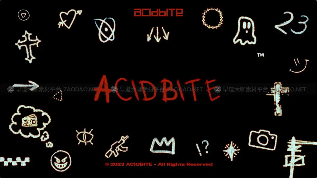 300+组4K高清嘻哈街头手绘涂鸦字母数字抽象符号线条图形MOV视频设计素材包 Acidbite – Animated Markers Pack 4K插图1