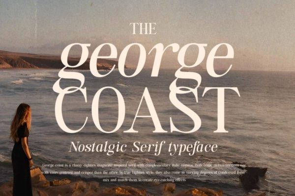 80年代复古女性化徽标LOGO杂志海报标题设计PSAI衬线英文字体安装包素材 George Coast Nostalgic Font