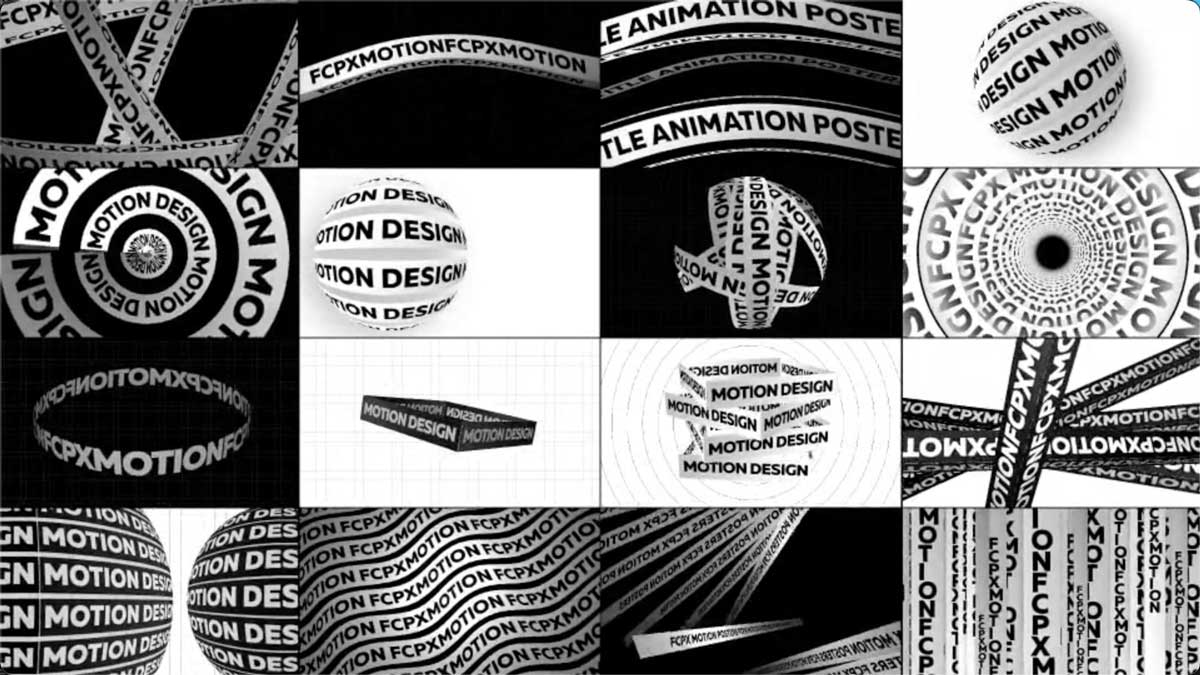 Fcpx插件 64组炫酷野蛮动力学抽象海报错别字循环文本标题动画排版特效包 Typographic Kinetic Posters & Titles插图2