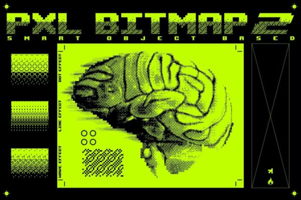 复古半调8位像素风照片图片修图PS特效样机模板设计素材 Pxl Bitmap 2 – Photoshop Effect