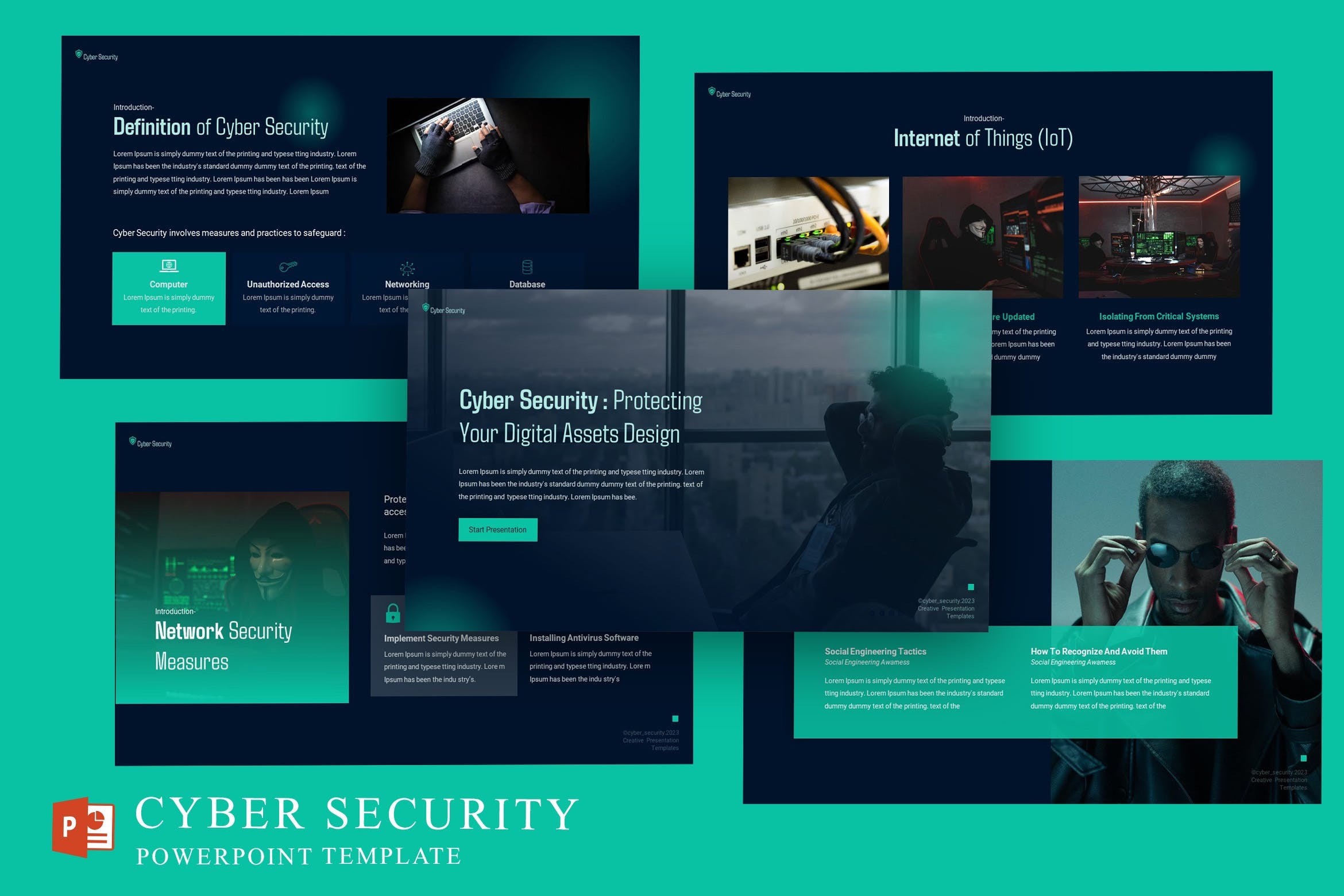 时尚简约网络安全营销策划图文排版设计ppt模板 Cyber Security PowerPoint Template插图