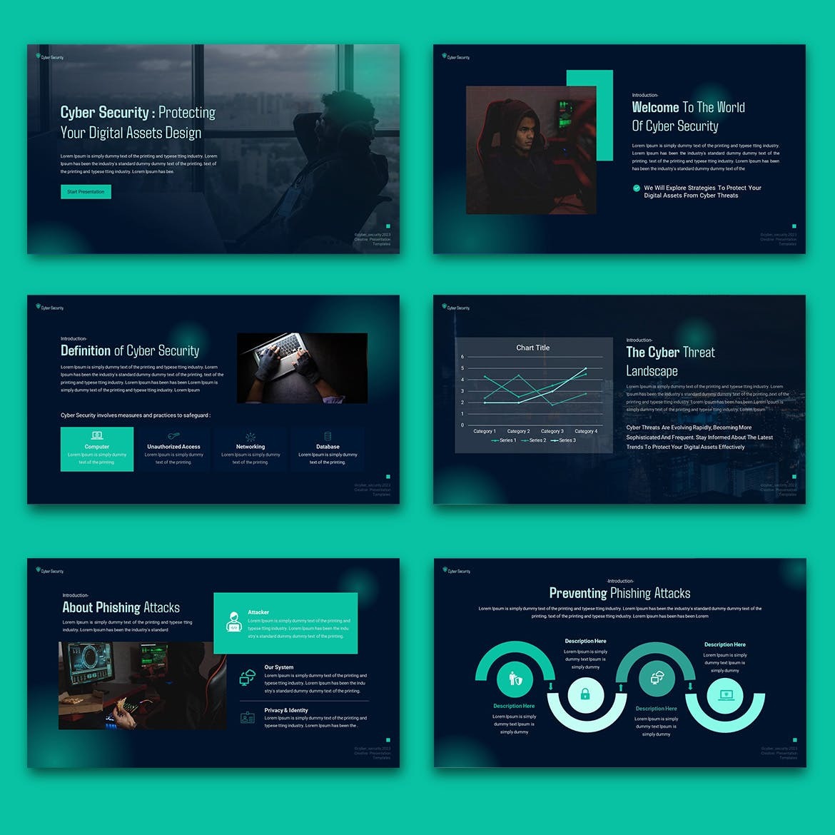 时尚简约网络安全营销策划图文排版设计ppt模板 Cyber Security PowerPoint Template插图1