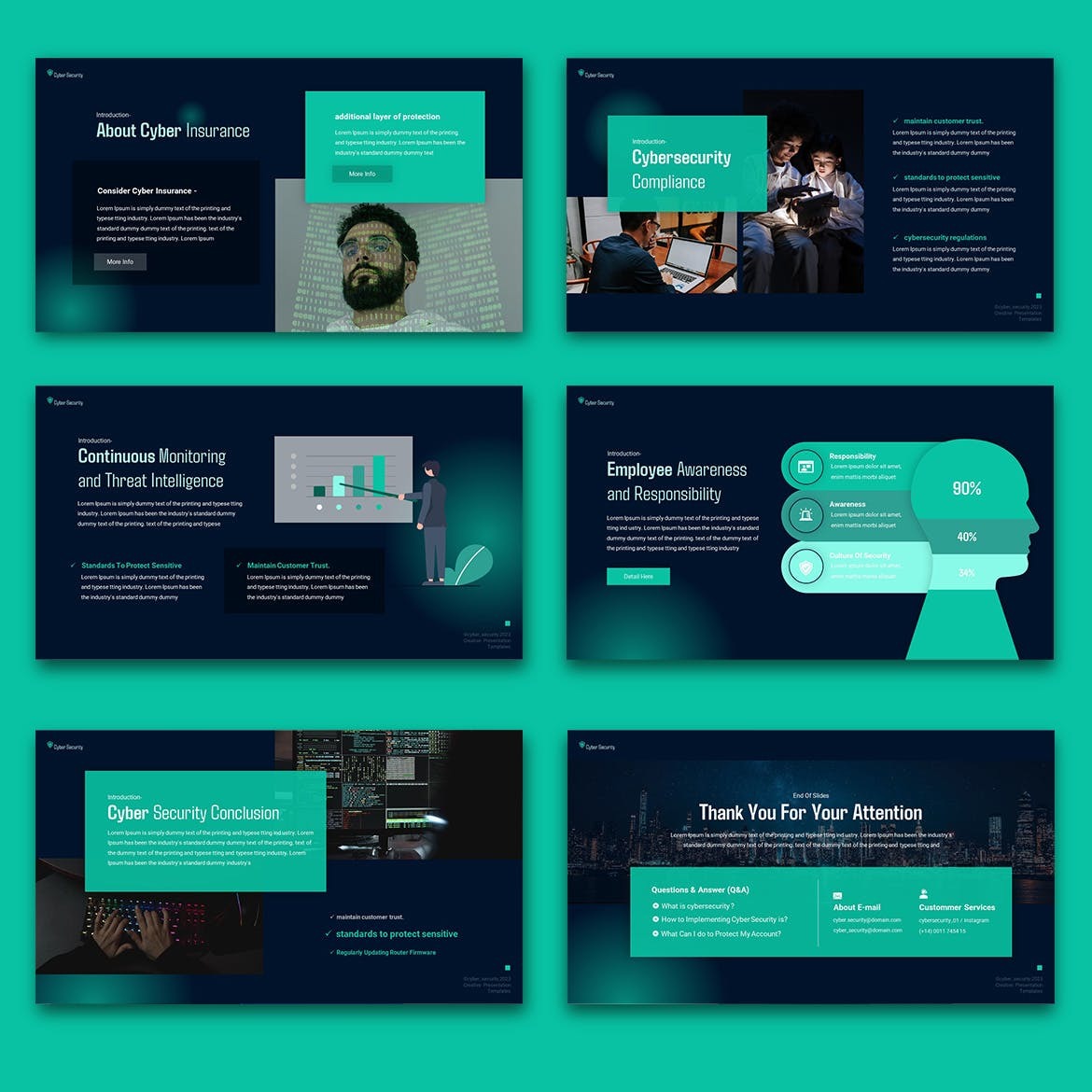 时尚简约网络安全营销策划图文排版设计ppt模板 Cyber Security PowerPoint Template插图2