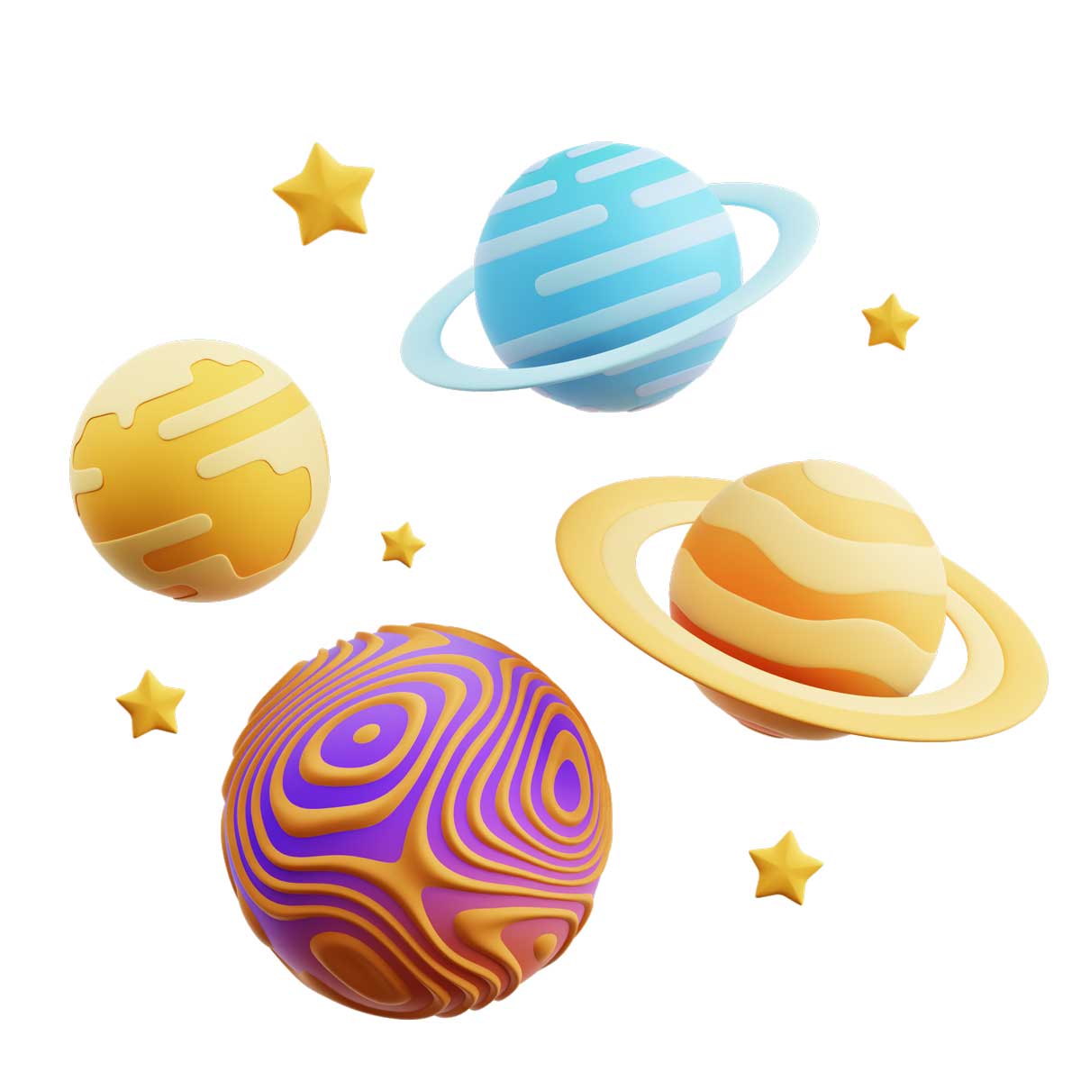 32款高级卡通创意太空宇宙行星飞船3D图标Icons设计素材合集 Space 3D Icon Pack插图35