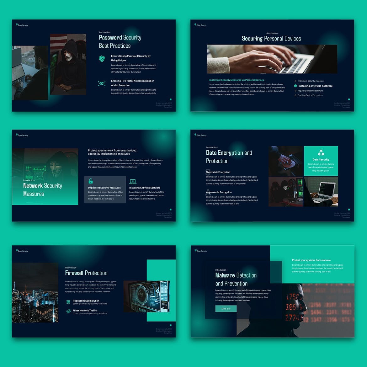 时尚简约网络安全营销策划图文排版设计ppt模板 Cyber Security PowerPoint Template插图3