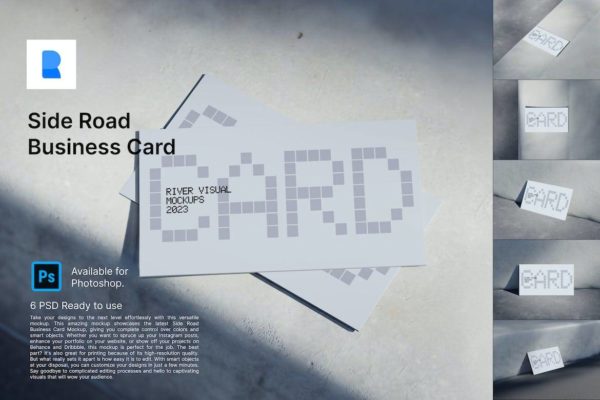 6款时尚品牌LOGO设计商务名片卡片展示贴图PSD样机模板 Side Road Business Card