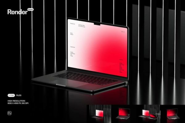 时尚工业黑化风苹果笔记本MacBook Air电脑屏幕演示贴图PSD样机模板 MacBook Air Mockup Set
