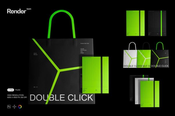 时尚高级品牌VI设计手提袋书籍画册展示贴图PSD样机模板素材 Brand Identity Mockup Set