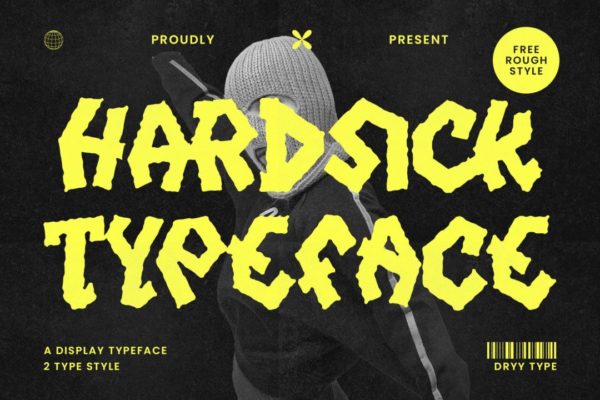 嘻哈街头服饰T恤海报标题设计实验性Y2K大写英文字体安装包 Hardsick – Display Typeface