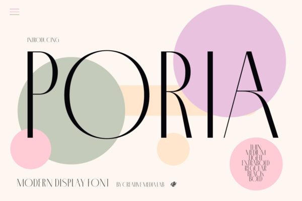 现代时尚杂志品牌徽标设计无衬线英文字体安装包 Poria Modern Branding Logo font