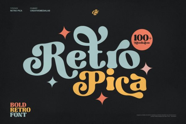 时尚复古品牌海报徽标设计衬线英文字体安装包 Retro Pica Decorative Vintage Font