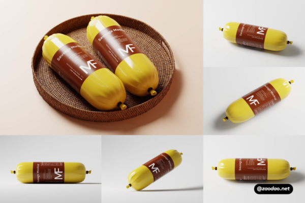 10款超大塑料牛肉火腿香肠包装设计展示效果图PSD样机模板 Sausage Packaging Mockups