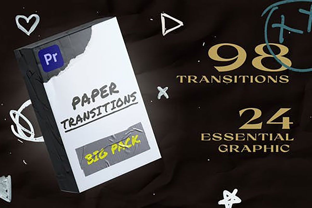 PR模板 120+组潮流嘻哈撕纸拼贴视频定格转场动画 Videohive – Paper Transitions Big Pack插图