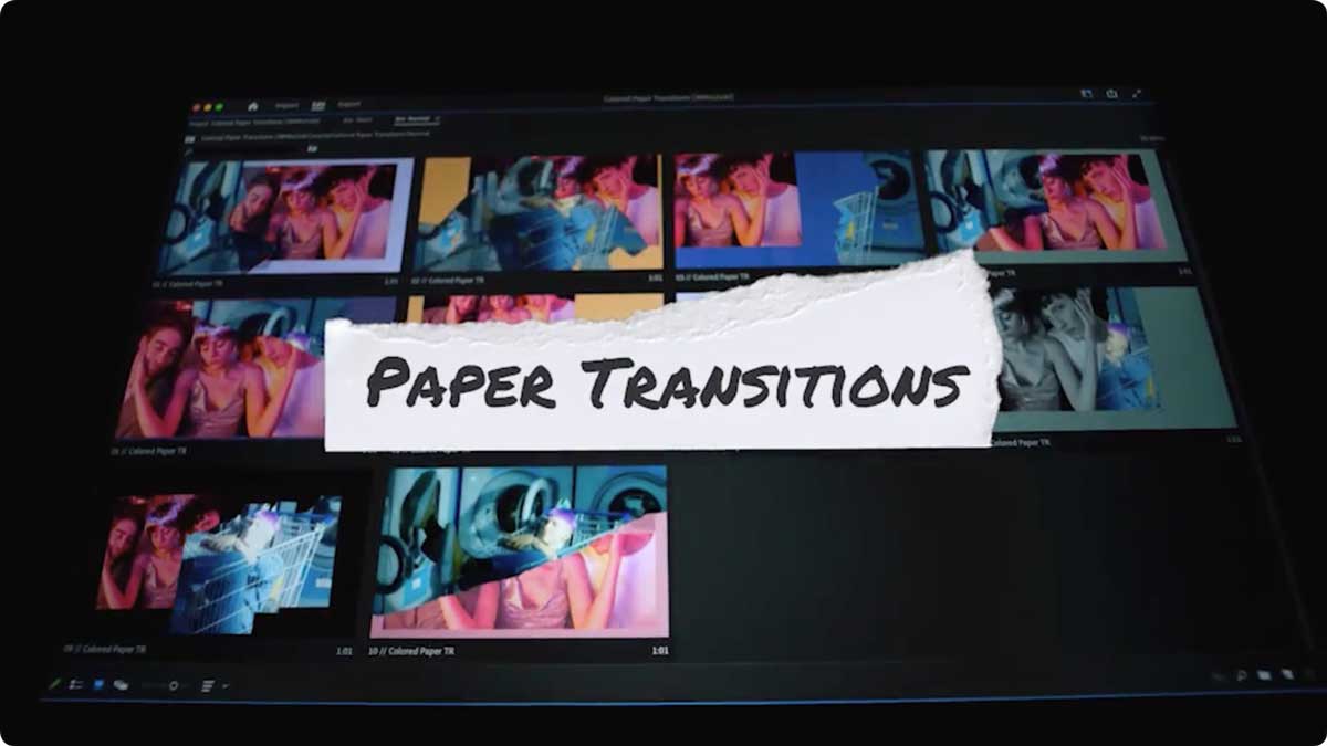 PR模板 120+组潮流嘻哈撕纸拼贴视频定格转场动画 Videohive – Paper Transitions Big Pack插图1