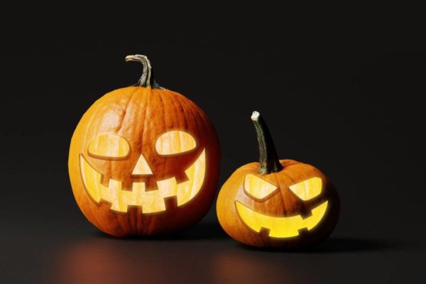 8款时尚万圣节南瓜灯雕刻图案设计展示效果图PSD样机模板 Halloween Pumpkin Jack-O-lantern Mockups