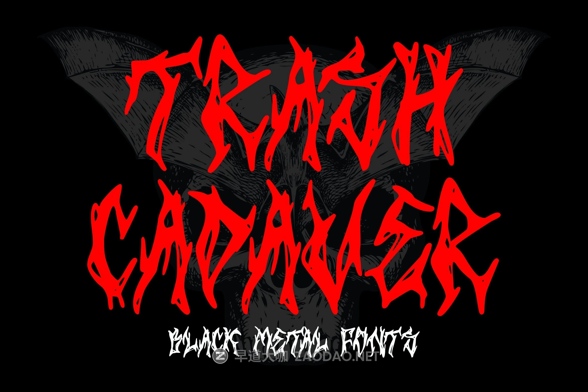 恐怖锋利嘻哈服装海报徽标设计装饰英文字体安装包 Trash Cadaver – Black Metal Font插图 恐怖锋利嘻哈服装海报徽标设计装饰英文字体安装包 Trash Cadaver – Black Metal Font插图