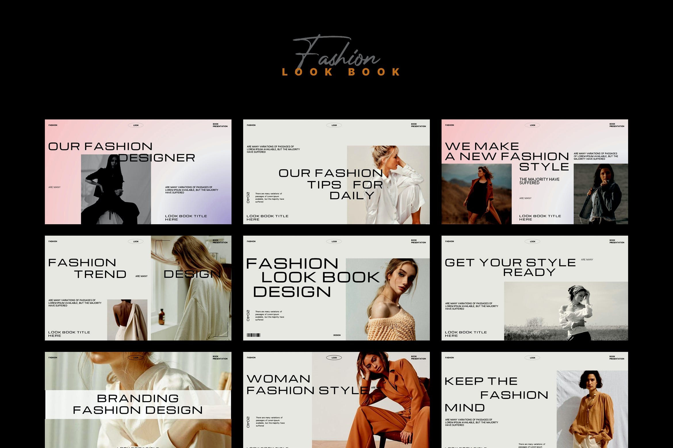 时尚简约品牌营销策划演示文稿设计ppt模版 Fashion Look Book Presentation插图
