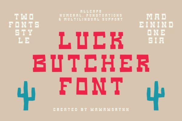 复古圆角杂志海报标题LOGO设计PSAI西文字体安装包 LUCK BUTCHER