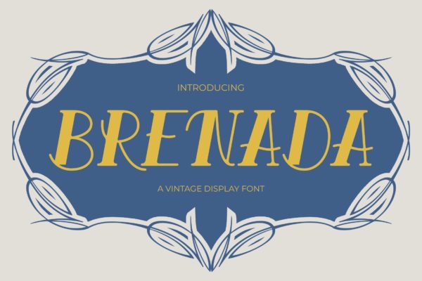 优雅复古海报包装徽标设计衬线英文字体安装包 Brenada Vintage Font