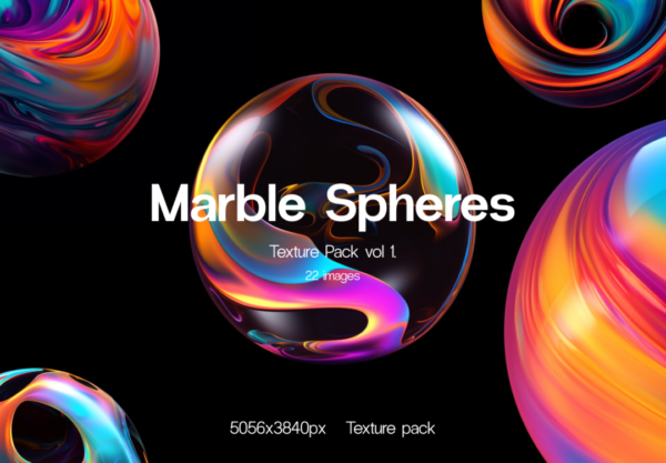 22款炫彩魔幻3D立体圆形球体星球大理石流体纹理PNG免抠图 Marble Spheres Texture Pack vol 1