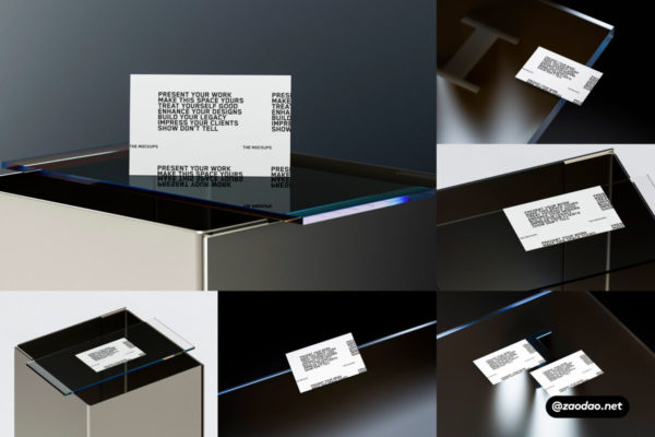 6款高级工业风冷淡商务名片卡片设计PS智能贴图样机模板 The Mockup – Business Card Mockup Collection 01