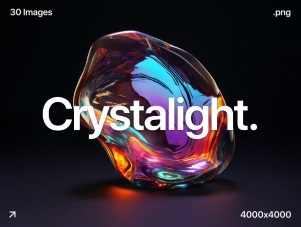 30款未来渐变3D立体光泽流体矿石水晶宝石PNG免抠背景图片设计素材 Crystalight 30 Crystal Backgrounds