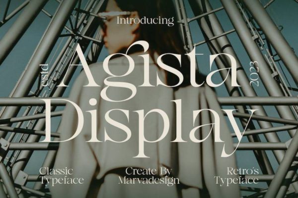 复古优雅杂志海报标题徽标LOGO字体设计PSAI衬线英文安装包 Agista Display – A Classic Serif Font