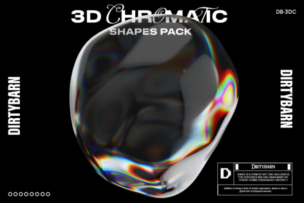 50款半透明玻璃水晶质感3D立体抽象艺术图形PNG免抠图设计素材 3D Chromatic Shapes Pack