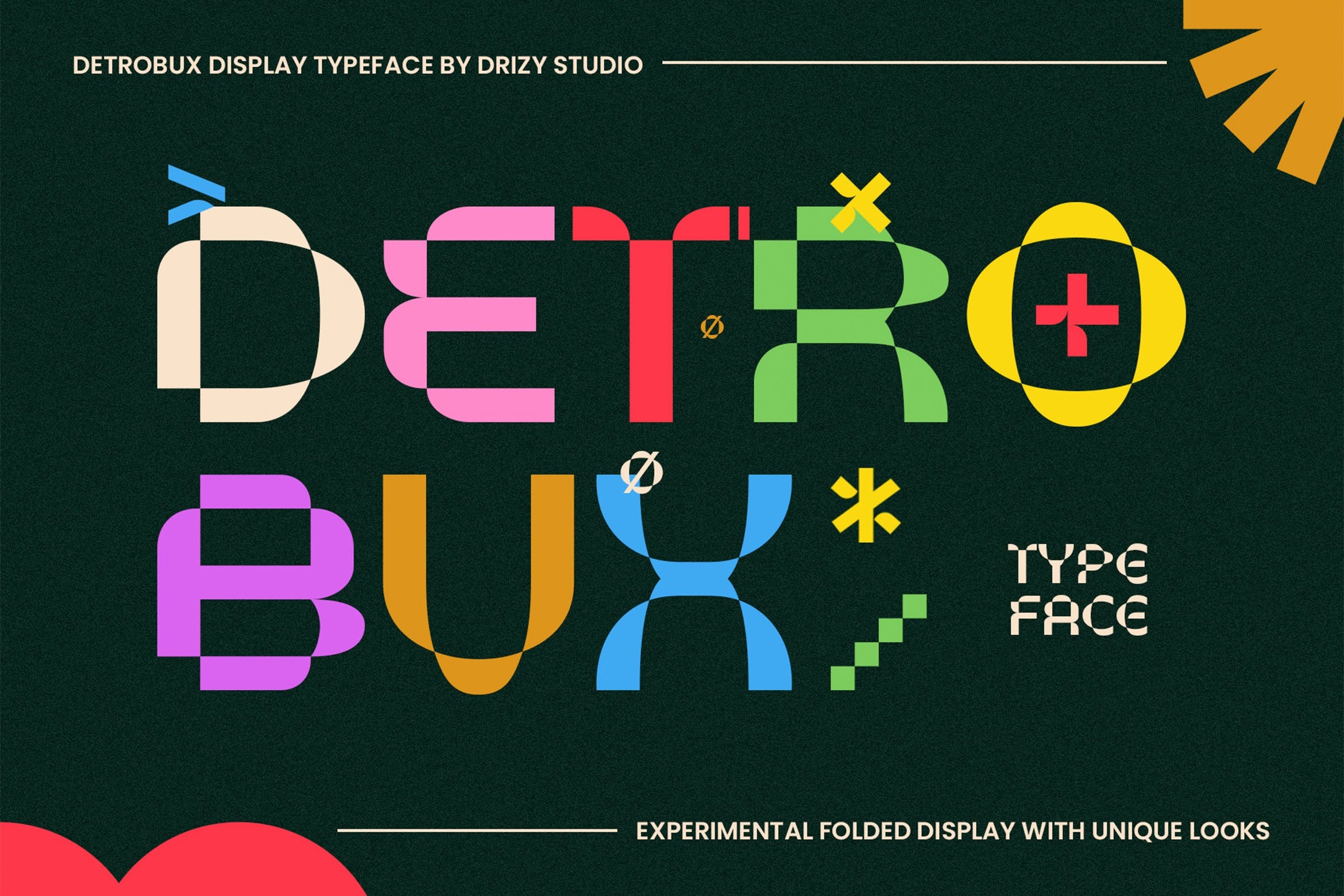 时尚杂志海报徽标设计无衬线英文字体安装包 Detrobux Experimental Folded Font插图