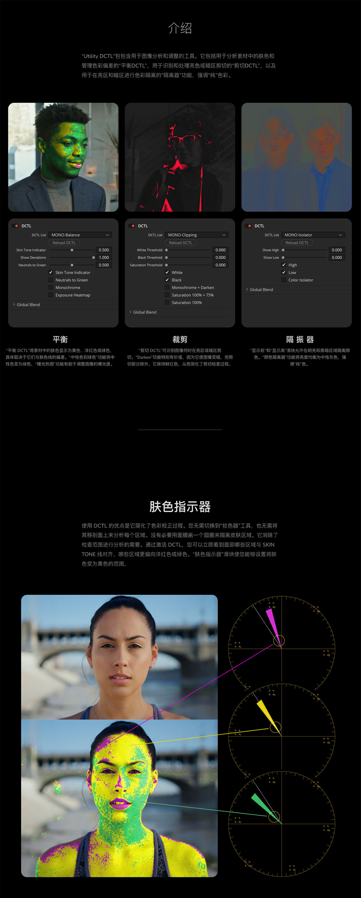 [更新v2.0版本] 达芬奇肤色暗黑曝光白平衡色彩校正调色DCTL节点预设 Mononodes – UTILITY DCTLS V2.0插图1