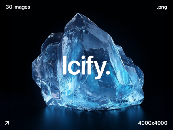 30款高清半透明蓝色水晶冰块纹理PNG免抠背景图片设计素材 Icify by Borys Yankovoy