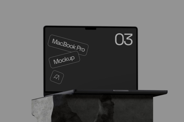 工业暗黑风苹果MacBook笔记本电脑屏幕PS展示贴图样机模板 MacBook Pro Mockup 03