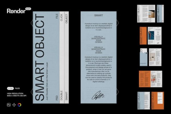 6款时尚品牌VI手册LOGO使用规范指南书设计展示效果图PSD样机模板 Brand Identity Mockup Set