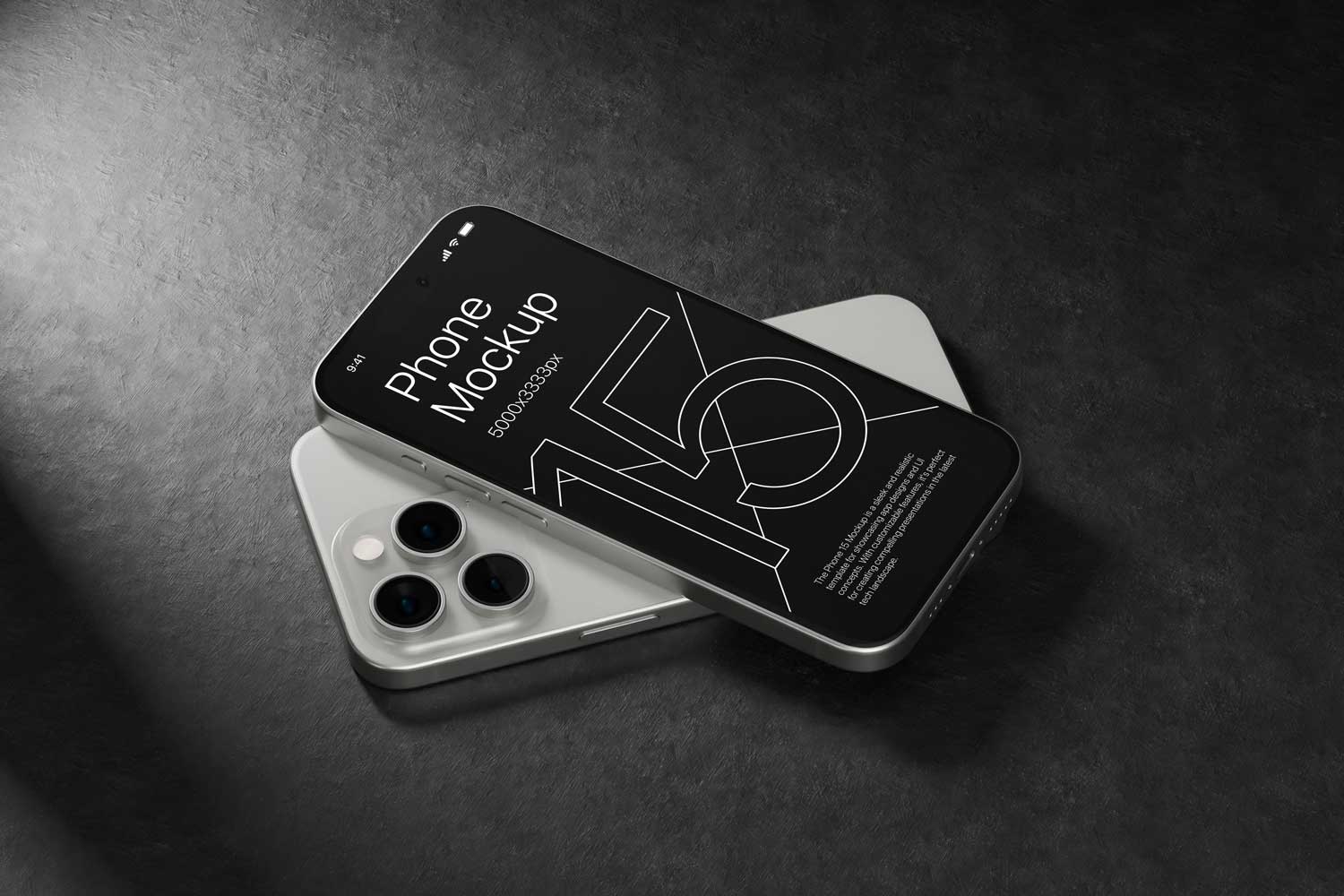 10暗黑工业风苹果iPhone 15 Pro作品集设计展示贴图PSD样机模板 iPhone 15 – App Presentation Mockup插图8