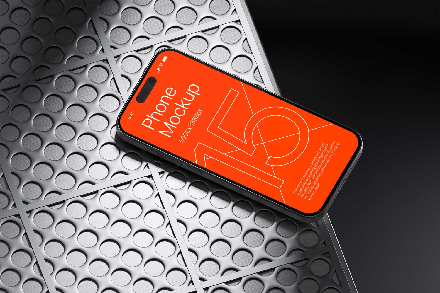 10暗黑工业风苹果iPhone 15 Pro作品集设计展示贴图PSD样机模板 iPhone 15 – App Presentation Mockup插图5