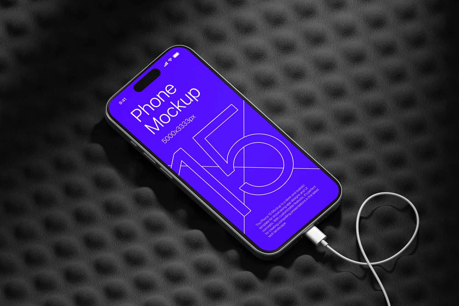 10暗黑工业风苹果iPhone 15 Pro作品集设计展示贴图PSD样机模板 iPhone 15 – App Presentation Mockup插图3