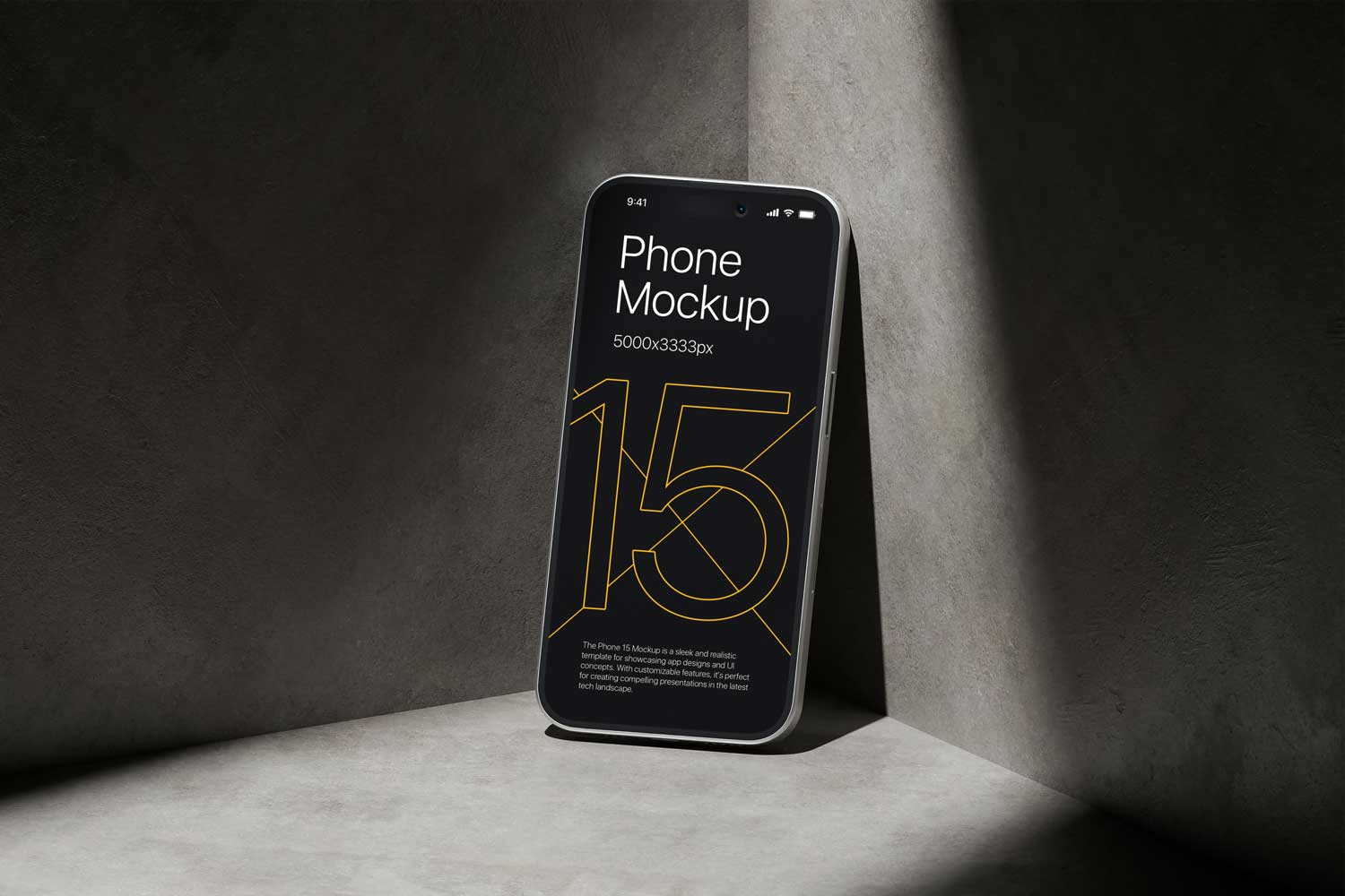 10暗黑工业风苹果iPhone 15 Pro作品集设计展示贴图PSD样机模板 iPhone 15 – App Presentation Mockup插图2