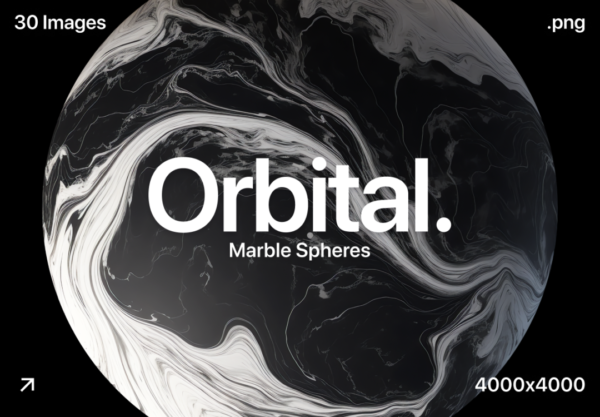 30款未来科幻黑白圆形球体星球大理石纹理PNG免抠图设计素材 Orbital – Marble Spheres
