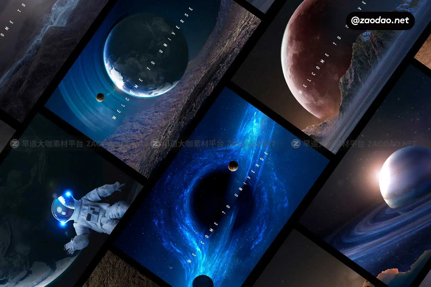 13款未来科幻宇宙外太空数码星球行星科技海报Banner主视觉设计PSD分层模板素材 Sci-fi universe planet poster template插图