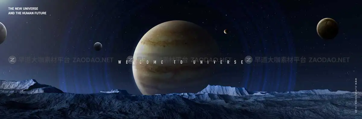 13款未来科幻宇宙外太空数码星球行星科技海报Banner主视觉设计PSD分层模板素材 Sci-fi universe planet poster template插图8