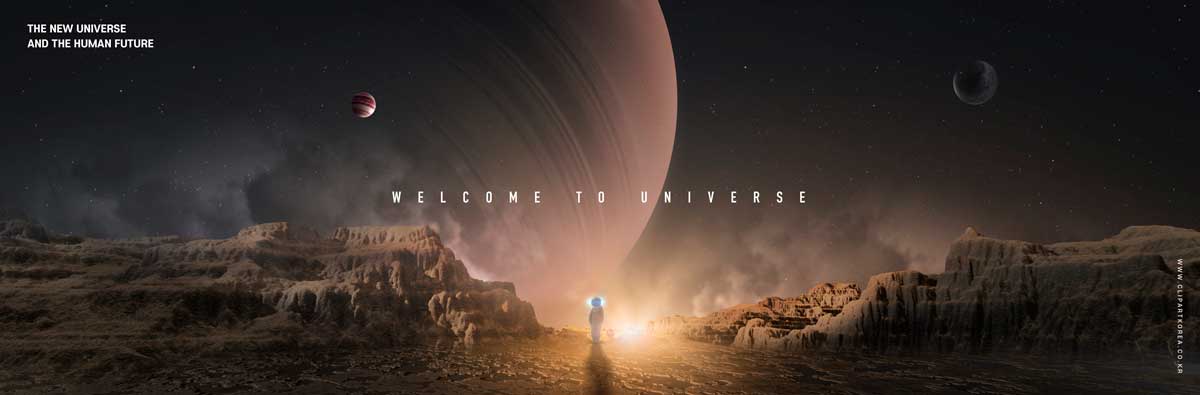 13款未来科幻宇宙外太空数码星球行星科技海报Banner主视觉设计PSD分层模板素材 Sci-fi universe planet poster template插图4