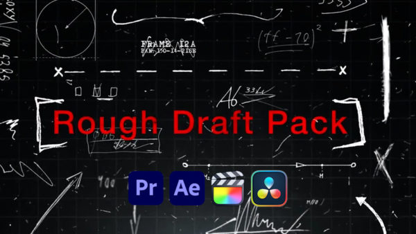 AE/PR/FCPX/达芬奇模板 180组涂鸦手绘线条箭头符号动画视频转场过渡特效 Rough Draft Pack