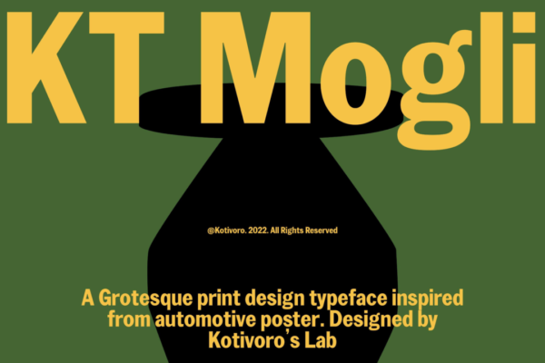 怪诞粗体汽车海报杂志复制标题LOGO标志设计PSAI英文字体安装包 KT Mogli – Dynamic Sans Serif