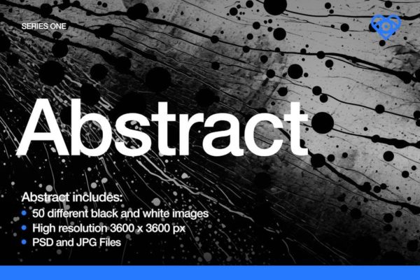 50款高清油漆墨水粗糙肮脏抽象艺术背景图片设计素材包 50 Abstract Black and White Textures